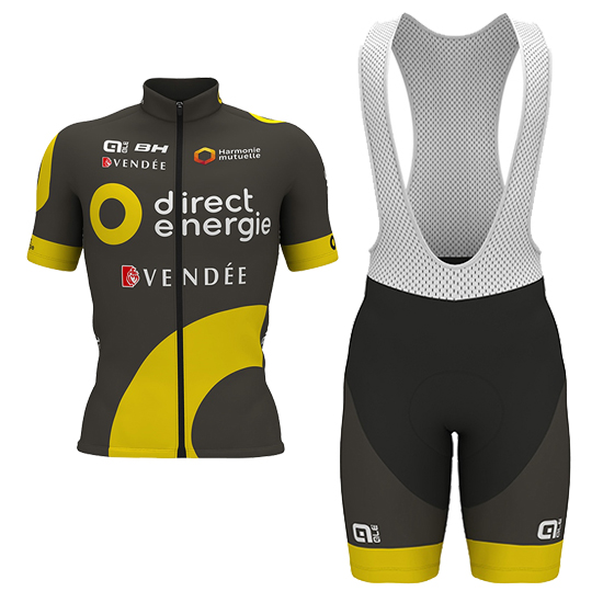 2017 Maillot Direct Energie Tirantes Mangas Cortas Marron